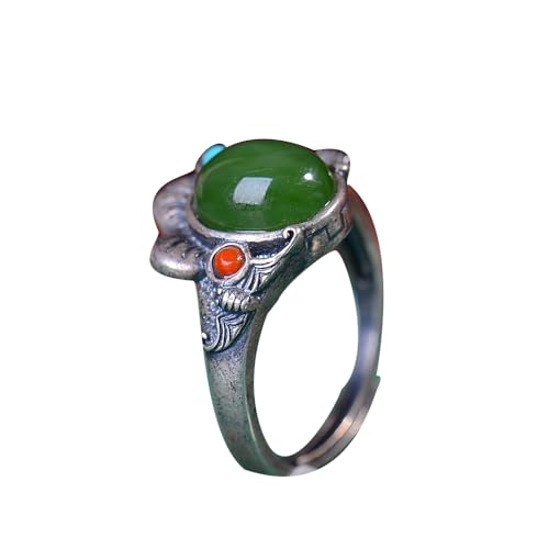 Bague argent S925 jaspe Hotan naturel véritable anti-allergie bague œuf
