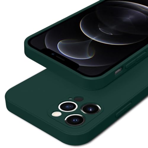 Coque carrée en silicone liquide pour iPhone 14 | Écrin de protection premium vert foncé