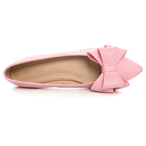 Image of WENJIAZHIZHI Square Toe Bow Ballet Slip-On | Classic Suede Finish,Chic Bow Detail,Effortless Everyday Style,Wedding Party Office,Plus Size Available
