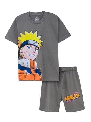 Image of Nap Chief Kids Cotton Naruto Print Co-Ord Set for Boys & Girls | Half Sleeve T-Shirt & Shorts Set | Soft Casual Summer Wear