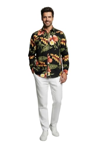 Image of Family Matching Hawaiian Clothes, Black Rafelsia | Lightweight 100% rayon • Family matching outfits • Beach vacations • Luaus • Cruises • Family photos