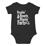 AW Fashions Breakin' Hearts & Blastin' Farts Baby Bodysuit Funny Cute Infant Clothing Baby Wear Apparel (Newborn, Black)