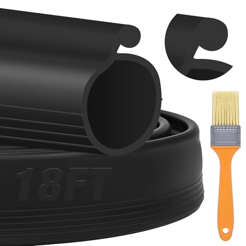 ToLanbbt 18FT Garage Door Seals Bottom Rubber 0.35" Big P Bulb Bottom Weather Strip, Overhead Garage Door Seal Replacement Weather Stripping (18 FT, Black)