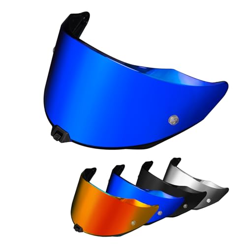 Image of PSLER Shatterproof Motorcycle Helmet Visor for KYT R2R,Deep Blue | Impact-Resistant ,UV400 Protection, Motorcycle Tinted Face Shield for KYT R2R,Visor Replacement