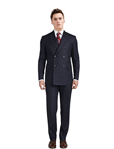 Smoking quotidien ajusté homme ensemble croisé 2 pièces anti-pli