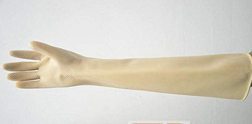 Handschuhe60 cm Schwarz-Weiß Mittelverdickt Verlängerte Säure- Und Alkalibeständige Industriehandschuhe Chemische Gummihandschuhe Tragen