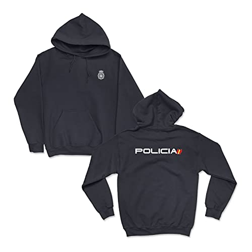 SERPOLICIA Sudadera de la Policia Nacional CNP Azul y Gris con Capucha (S, Azul con Capucha) Cover