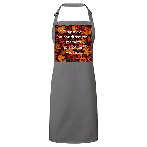 Tablier de cuisine haut de gamme gris avec motif imprimé William Gibson Time Memory