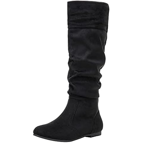 Jeossy Women's 9601W Knee High Boots, Tall Slouch Boots with Wide Calf, Black Suede, Size 9.5W US-with Inside Zipper(DJY9601W Black 09.5) Cover