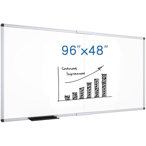 VIZ-PRO Large Magnetic Dry Erase Whiteboard, 96 x 48 Inches, Foldable