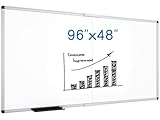 VIZ-PRO Magnetic Dry Erase Board, 96 X 48 Inches, Foldable Wall-Mounted Whiteboard with Silver Aluminum Frame & Marker Tray for School Office and Home 8' X 4'