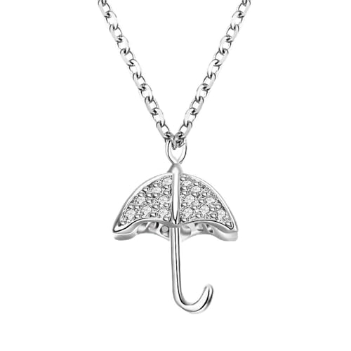 Collier en argent 925 d'exception et pendentif parapluie en zircone cubique éclatante