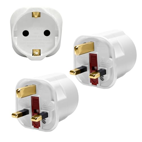 2 St&uuml;ck UK Reiseadapter Adapter England Deutschland Stecker, Travel Adapter UK auf EU Steckdosenadapter Typ G Steckdose f&uuml;r England/Irland/Schottland/rland/Dubai/Maldives