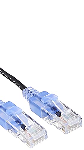 Image of Monoprice Cat6A 20ft Black 5-Pk Patch Cable UTP 30AWG 10G Pure Bare Copper Snagless RJ45 SlimRun Series Ethernet Cable