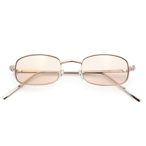 Mens Small Snug Narrow Rectangular Pimp Metal Rim Sunglasses