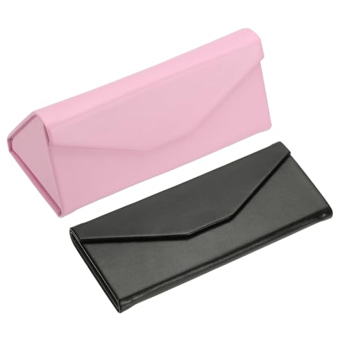 Image of PATIKIL Foldable Glasses Case, Triangle Magnetic Sunglasses Organizer Case PU Leather Hard Eyeglass Case for Women (2 Pcs)