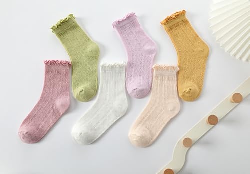 Toddler Girls Bow Socks Ruffle Casual Crew Comfortable Breathable Cute 3 Pairs Socks4