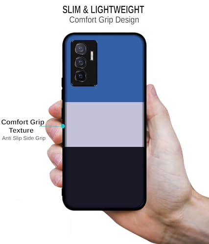 Image of Three Color Stripes Design Premium 2D Printed Metal Back Case Cover for Vivo V23E 5G / Y75 4G