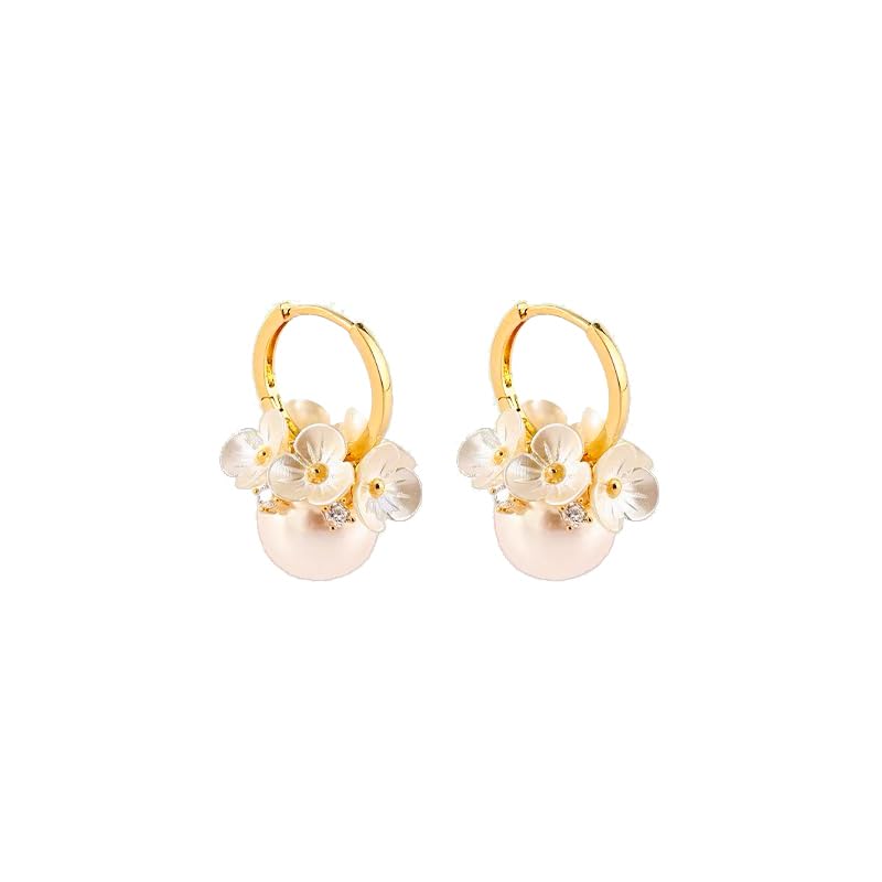 fdsmall Pearl Drop Earrings for Women Gold Plated Daisy Flower Hoop Earrings Dainty Fashion Bohemian Earrings Earrings Jewelry for Bride, Bridesmaid,