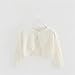 Girls' Warm Cardigan Toddler Cute Knit Bolero Sweater Wooden Ear Edge Pearl Button Closure Coats (White-b, 3-4 Years)