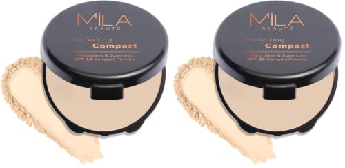 Image of Mila Beaute Perfecting Compact Powder | Natural Matte Finish| Longstay with SPF 15 | Minimized Pores and Finelines | Controls Shine | Lightweight Compact Powder |Shade - (Ivory 16g) (Pack of 2)