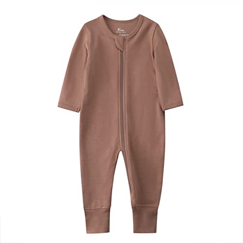 Image of O2 BABY Baby Organic Cotton Footless Sleep and Play, Baby Boy and Girl Zip Front Romper, Long Sleeve Pajamas