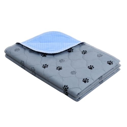 Aomig Waschbare Welpen-Trainingspads 2Pcs Haustier-Urinunterlage Welpenunterlagen Wiederverwendbare Hundetrainingspads Puppy Pads Hunde Katzen Welpen Altere Inkontinente Hunde(Grau Footprints,40*60cm)