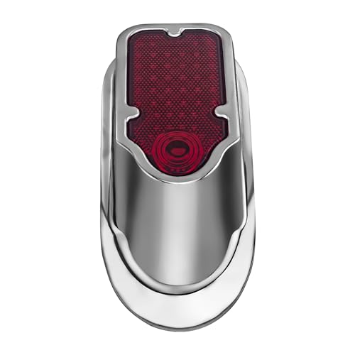 Image of Motorcycles LED Brake Tail Light, Chrome Metal Tombstone Red Taillight with High-Low Brightness, Compatible with Harley Bike