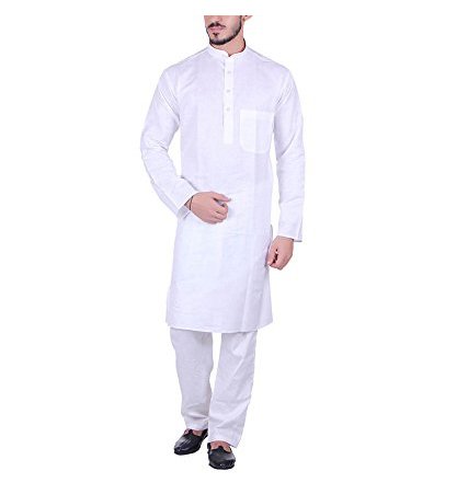 Churidar Kurta de lino y algodón premium Royal Kurta blanco alta costura