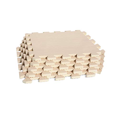 CAP Barbell 3/8” Thick Puzzle Exercise Mat with Light Wood Style Pattern, 12 Square Feet (MT-1112BG)