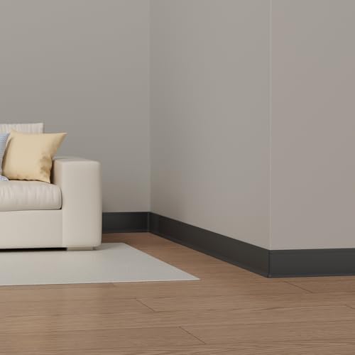 Image of Duzzy Flexible Baseboard Trim, 6 Inch(H) x 20 Feet(L) Peel and Stick Vinyl Baseboard Molding Trim, Self-Adhesive Wall Base Cove Base