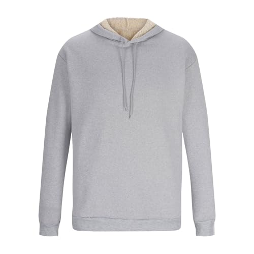 Hoodies for Men Winter Sherpa Fleece Lined Sweatshirt Heavyweight Warm Long Sleeve Pullover Trendy Solid Color Hoodie4