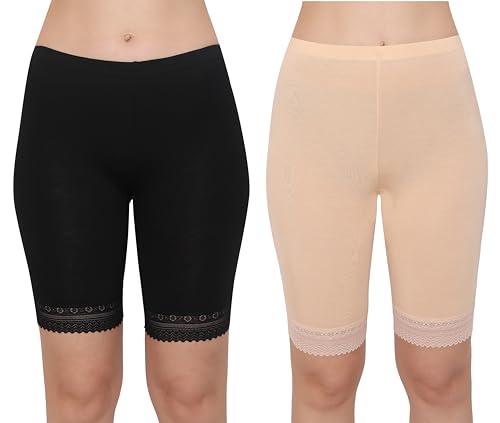 Image of GLAMORAS Women's Bamboo Spandex High Waist 4-Way Stretch Shorts | 95% bamboo 5% spandex, 4-way stretch, concealed waistband, breathable, anti-chafing, everyday comfort