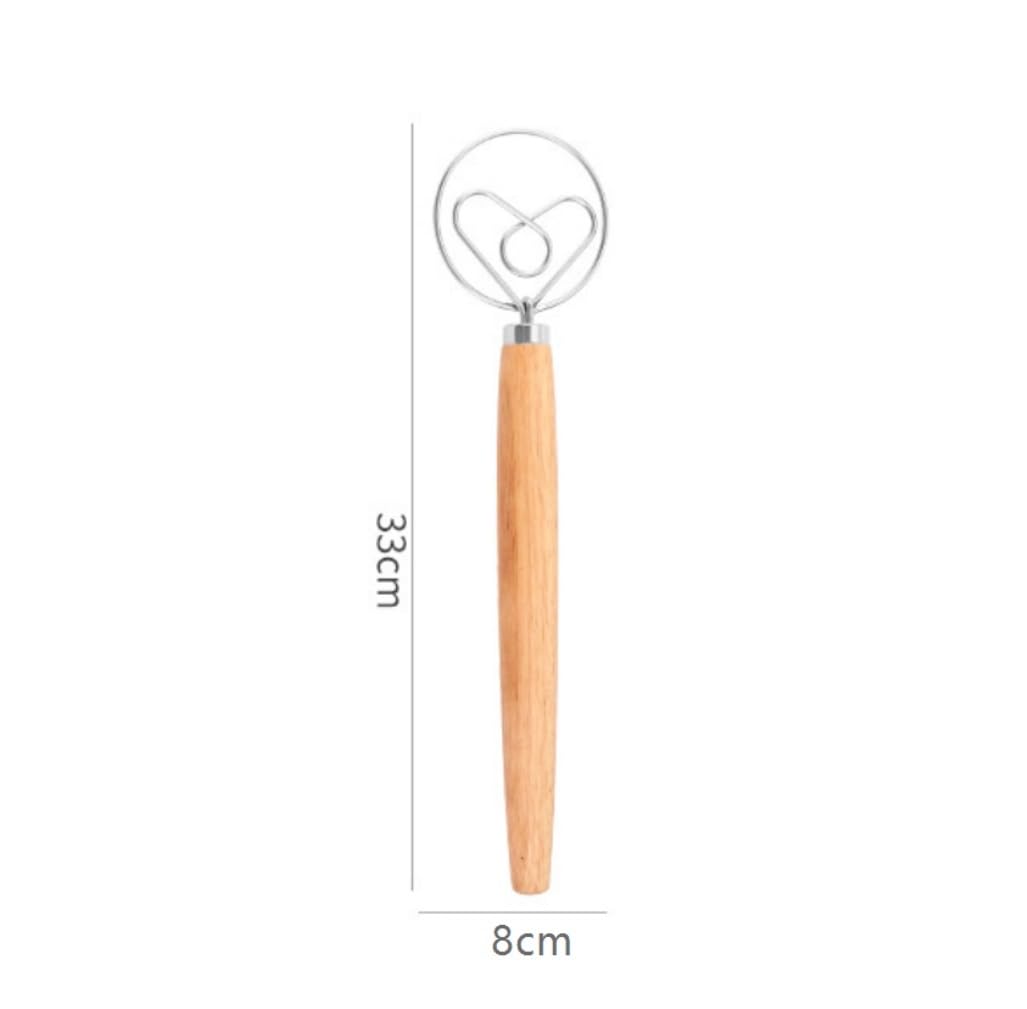 Varillas de Batir para Cocinar Mezclador De Madera For Masa De Pan, Acero Inoxidable, Adecuado For Amasadora, Herramientas For Hacer Pan Huevos, Espumar, Batir(33x8cm)