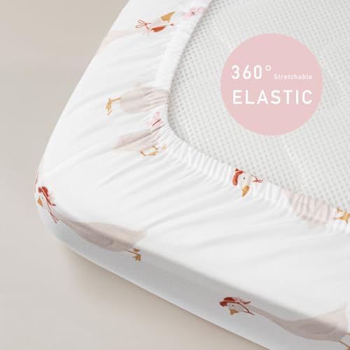 Image of Nap Mat Sheet 47 inchx24 inch, 3 Pack Pink Floral Baby Crib Sheets Fitted Elastic Corners, Preschool Day Care Rest Mat Cover, Soft Breathable - Compatible with Regalo My Cot, Joovy Travel Cot