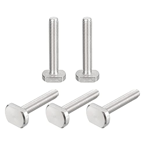 Image of uxcell T-Slot Bolts, 5pcs M10x60mm T Slot Drop-in Stud Sliding Bolts 304 Stainless Steel T Shape Screws for T Track