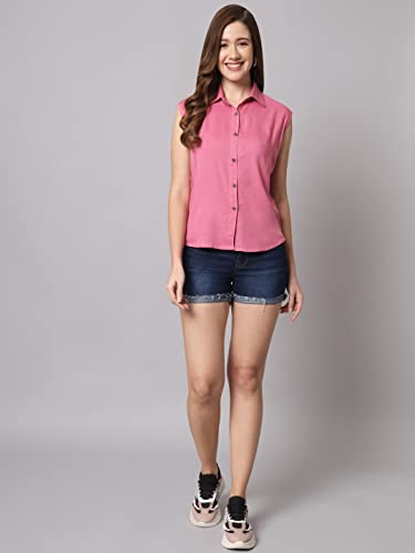 Image of FUNDAY FASHION Women's Rayon Blend Regular Fit Solid Casual Sleevesless Shirt (Pack of 2)