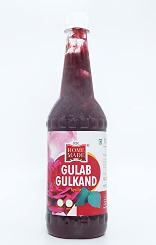 Image of RK HOME MADE NATURAL SYRUP Gulab Gulkand Syrup Concentrate Syrup & Squash 750ML | Gluten Free, 100% Vegan, Low Fat | Rose Flavoured Refreshing Drink for Home, Party & Summer Beverages