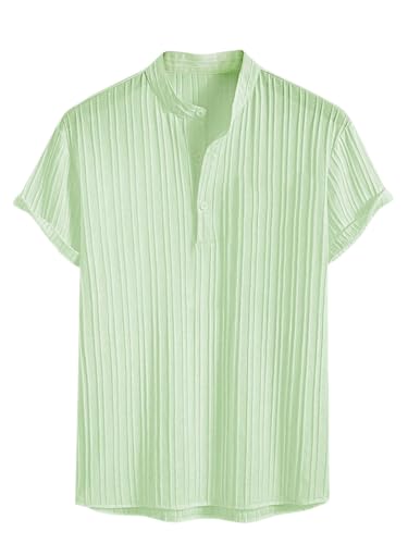 Image of GRECIILOOKS Shirt for Men | Mens Casual Shirt | Men Stylish Shirt | Men Textured Shirt | Men's Regular Fit | Men Ribbed Shirt | Short Sleeve Shirt for Summer Outdoor Activities