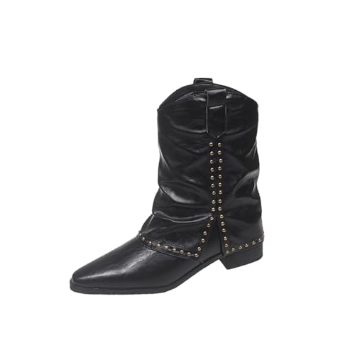 Bottines pour femme noires en cuir à col en V et talon épais en métal 37