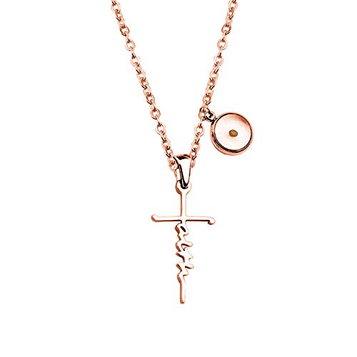 Faith Cross Mustard Seed Necklace Religious Jewelry Inspirational Christian Gift(faith necklace rose gold)