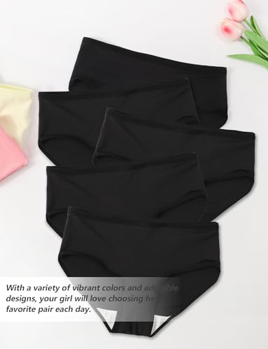 Panegy Teen Girls Mesh Briefs Mid Waist Soft Underwear Breathable Solid Knickers 5 Pack 8-14 Years2