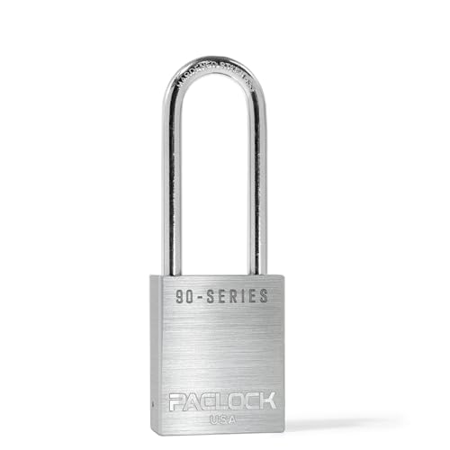 Image of PACLOCK's SR-90A Padlock, 2-1 /2 inch Tall Hard. Stainless Steel Shackle, High Performance 6-Pin Cylinder, Keyed Differently w / 2 Keys, Silver