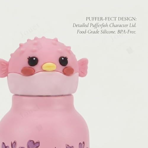Image of JOUET Kids 600ml Pufferfish Water Bottle, Stainless Steel Reusable Drinking Bottle with Character Lid for School, Outdoor, Travel & Daily Use