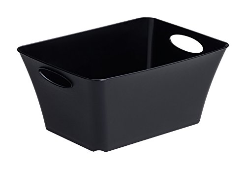 Rotho Black Plastic basket / storage box with handles, 29.5x21.6x13.5cm, 5 L, EF250065 Rotho Black Plastic basket / storage box with handles, 29.5x21.6x13.5cm, 5 L, EF250065