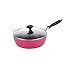 Wok | anodizzato duro antiaderente piatto Wok fondo con coperchio, Rosa Wok