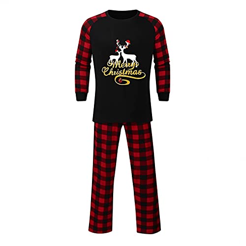 Weihnachten Schlafanzug Familie Pyjama Set Schlafanzüge Lang aus Baumwolle Nachtwäsche für Damen Herren Mädchen Jungen Cover