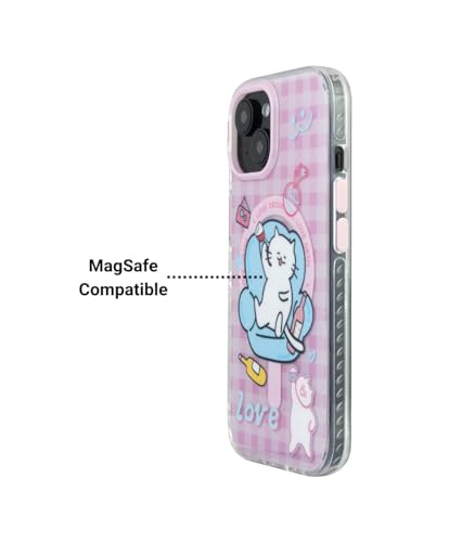 Image of Couch Queen Series Case for iPhone 15 Compatible with Wireless Charging | Fun Lazy Cat Cartoon Design with Glossy Finish | Slim Shockproof Protective Back Cover | Couch Queen Edition
