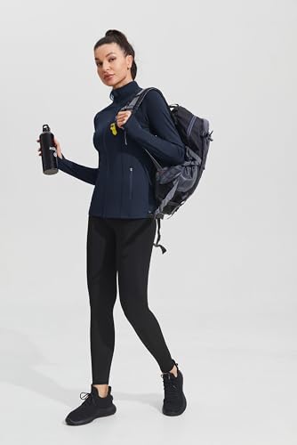 Image of PINSPARK Women's Athletic Jackets Slim Fit Workout Jacket Full Zip Up Running Gym Yoga Sports Tops with Pockets