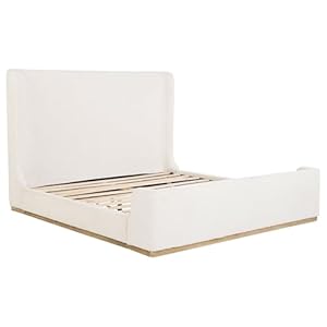 Coaster Home Furnishings Nala Contemporary Boucle Upholstered Eastern King Size Sleigh Bed Frame Platform Bed 57 inch Headboard Cream 302046KE